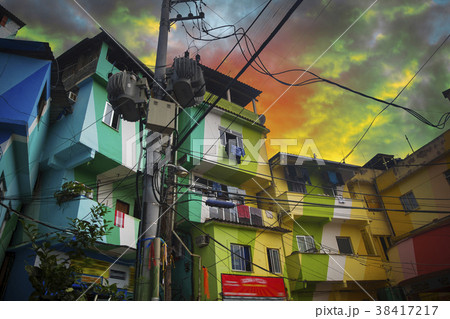 Rio de Janeiro downtown and favela 38417217