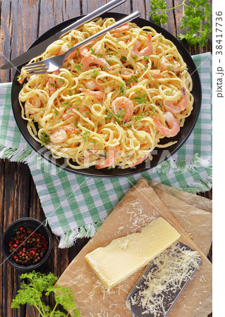 portion of Creamy Parmesan Shrimp pasta 38417736