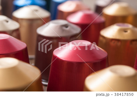 closeup of colorful espresso coffee doses closeup of colorful espresso coffee doses 38417850