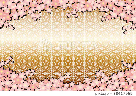 背景素材壁紙 桜の花 満開 入学 卒業 年賀状 正月 和風 成人式 麻の葉