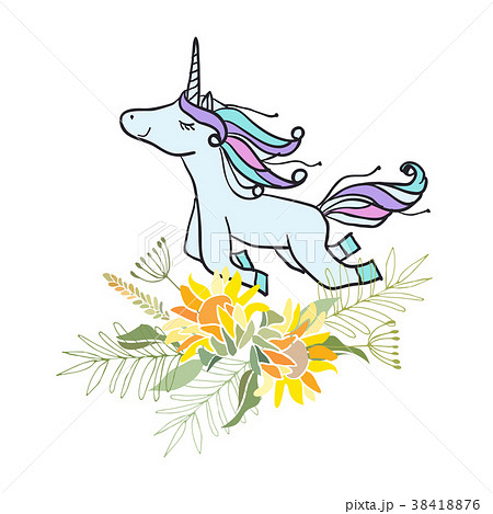 Retro style Illustration with flowers and animal 38418876