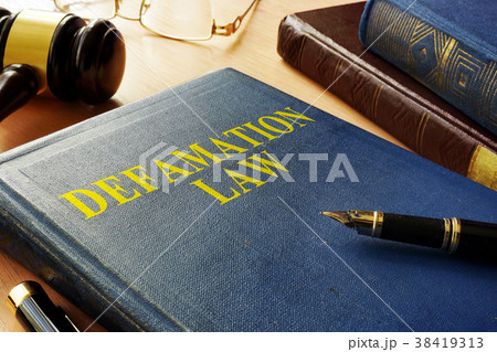 Book about Defamation Law and gavel. 38419313