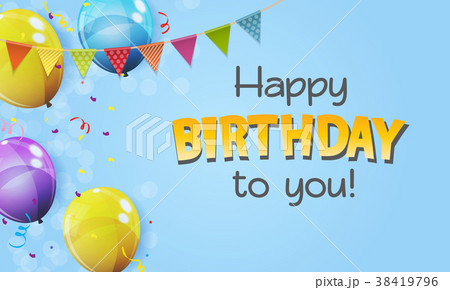 Color Glossy Happy Birthday Balloons Banner Color Glossy Happy Birthday Balloons Banner 38419796