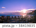 Empty cafe on the beach at sunset by the sea 38419835