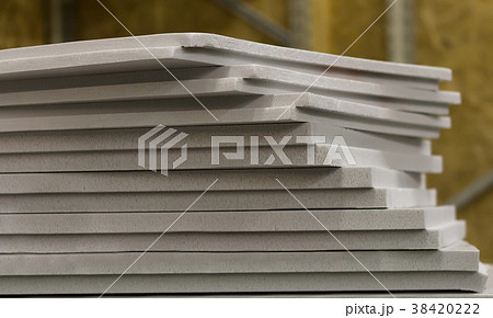 polystyrene slabs lie a tower close-up of gray polystyrene slabs lie a tower close-up of gray 38420222