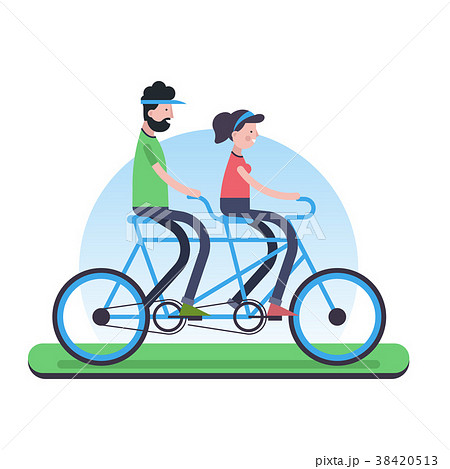 Couple riding tandem bike for environment help Couple riding tandem bike for environment help 38420513