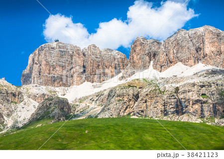 Panorama of Sella mountain range from Sella pass 38421123