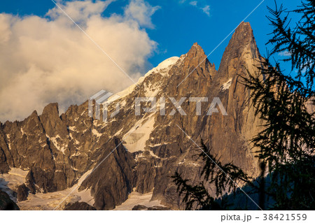 View of Dru Peak in Chamonix, Alps, France 38421559