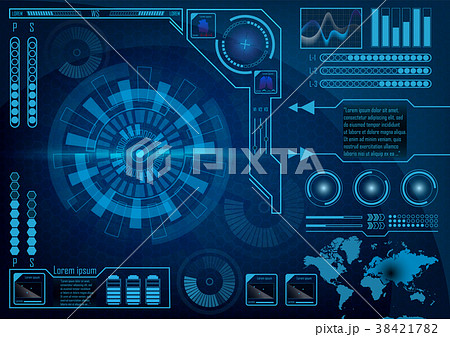 Futuristic radar screen user interface. HUD. 38421782