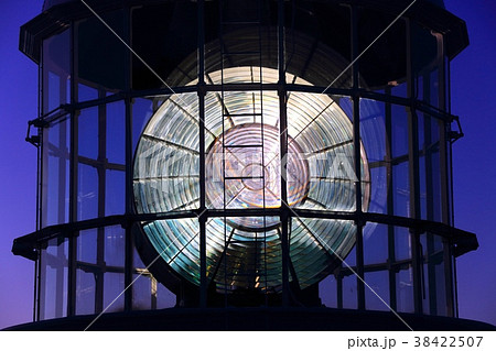 夜明けの室戸岬灯台 とても大きな第１等フレネル式レンズ 世界ジオパーク 日本の灯台50選 の写真素材