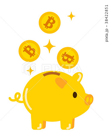 ビットコインと金のﾌﾞﾀ貯金箱のイラスト素材 38422851 Pixta