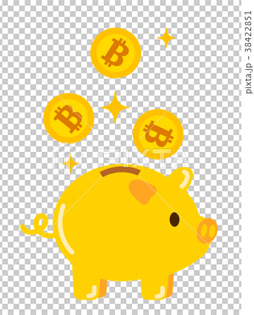 ビットコインと金のﾌﾞﾀ貯金箱 38422851
