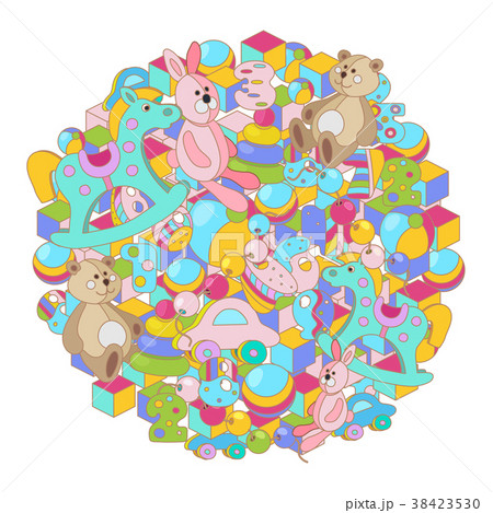 Round colorful cartoon doodles baby toy vector 38423530