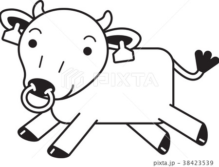 牛 モノクロ 走る 牛 モノクロ 走る 38423539