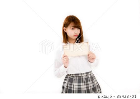 女子高生　高校生　jk　一人　かわいい　制服　パネリスト　告知　勧める　紹介 38423701