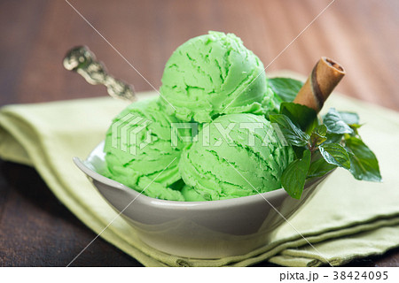 Mint ice cream close up Mint ice cream close up 38424095