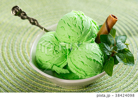 Mint ice cream ready to serve 38424098