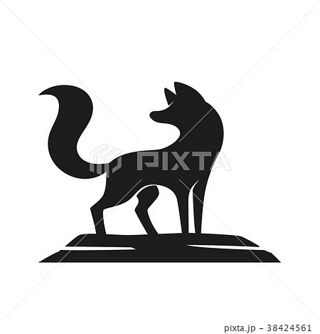 Silhouette Of The Fox On A White Backgroundのイラスト素材