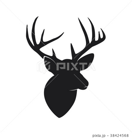 Silhouette of deer head with antlers isolated on w 38424568