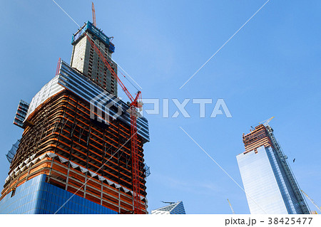 Construction cranes on construction site NYC 38425477