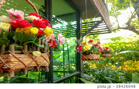 fresh flowers at coffee shop fresh flowers at coffee shop 38426048