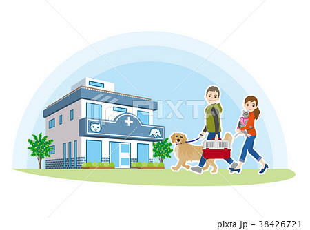 どうぶつ病院へ行く家族のイラスト どうぶつ病院へ行く家族のイラスト 38426721