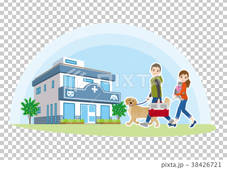 どうぶつ病院へ行く家族のイラスト どうぶつ病院へ行く家族のイラスト 38426721