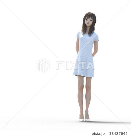 ワンピースを着た若い女性 Perming３dcgイラスト素材のイラスト素材