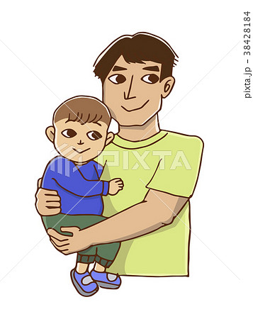 子供を抱っこするパパのイラスト素材