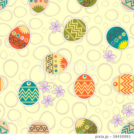 bright seamless background with eggs and lilac 38430991