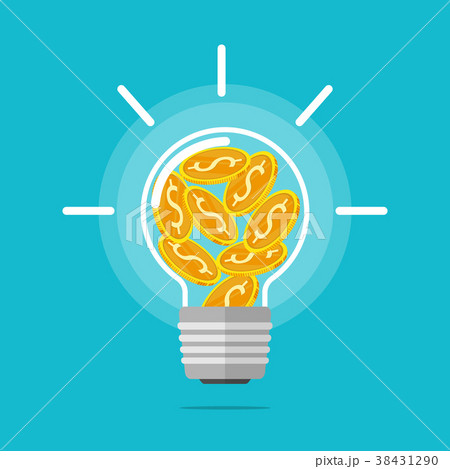lightbulb idea gold coin, idea is money vector	 38431290