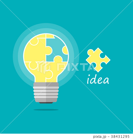 lightbulb jigsaw idea background vector	 38431295