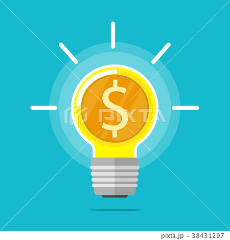 lightbulb idea gold coin, idea is money vector	 38431297