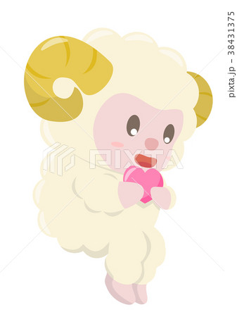 ハートを抱きしめる羊のイラスト素材