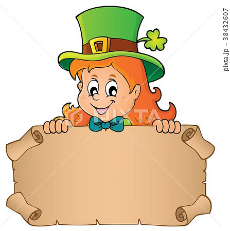 Leprechaun girl holding parchment 1 Leprechaun girl holding parchment 1 38432607