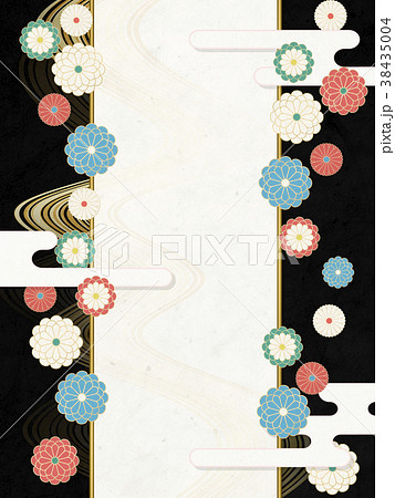 和モダン 菊の花 流線 和紙テクスチャー のイラスト素材