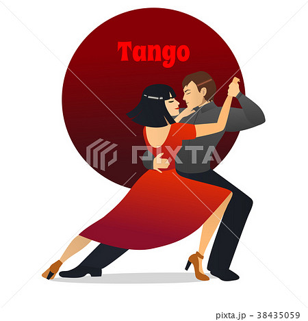 Tango Dancing Couple In Cartoon Styleのイラスト素材 38435059 Pixta