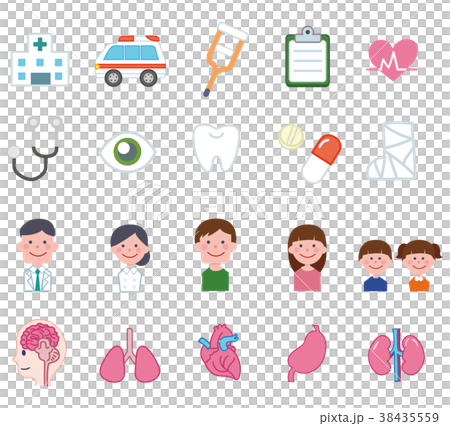 Medical and hospital icons set: Illustration material 38435559