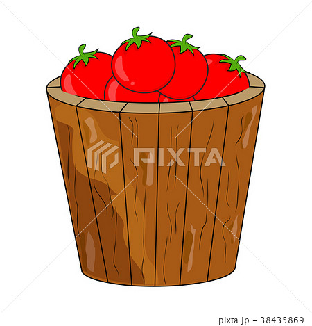 cartoon tomatoes basket, bucket isolated on white 38435869