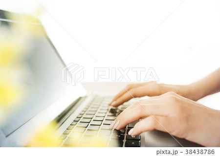 Woman working on computer in office 38438786