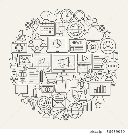 Marketing Line Icons Circle Marketing Line Icons Circle 38439050