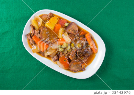 Pork tongue stew on the plate 38442976