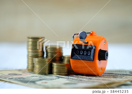 Tally counter or counting machine, coin and bank 38445235