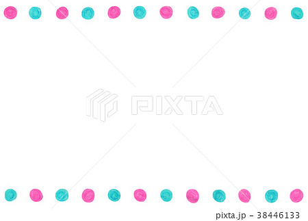 手描きフレーム ライン まる ピンク ブルー 38446133