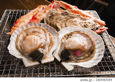 蟹とホタテの炭焼き 38446594