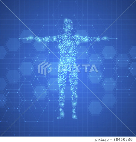 Abstract human body with molecules DNA. Abstract human body with molecules DNA. 38450536
