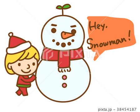 クリスマス 子供 雪だるま 38454187
