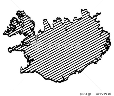 Iceland map outline graphic freehand drawing  38454936
