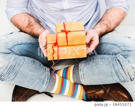 Man in funny socks and stylish shoes 38455071