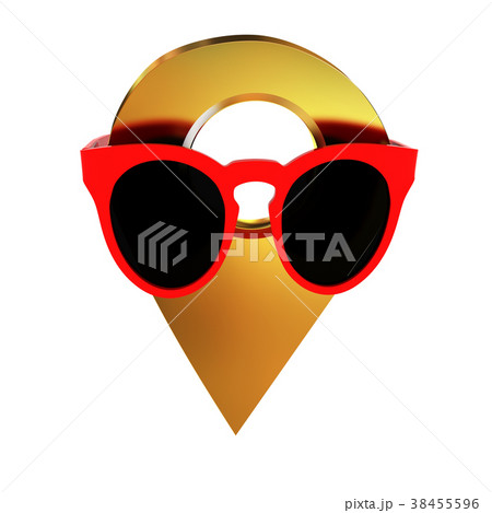 Glamour map pointer in sunglasses. 3d illustration 38455596
